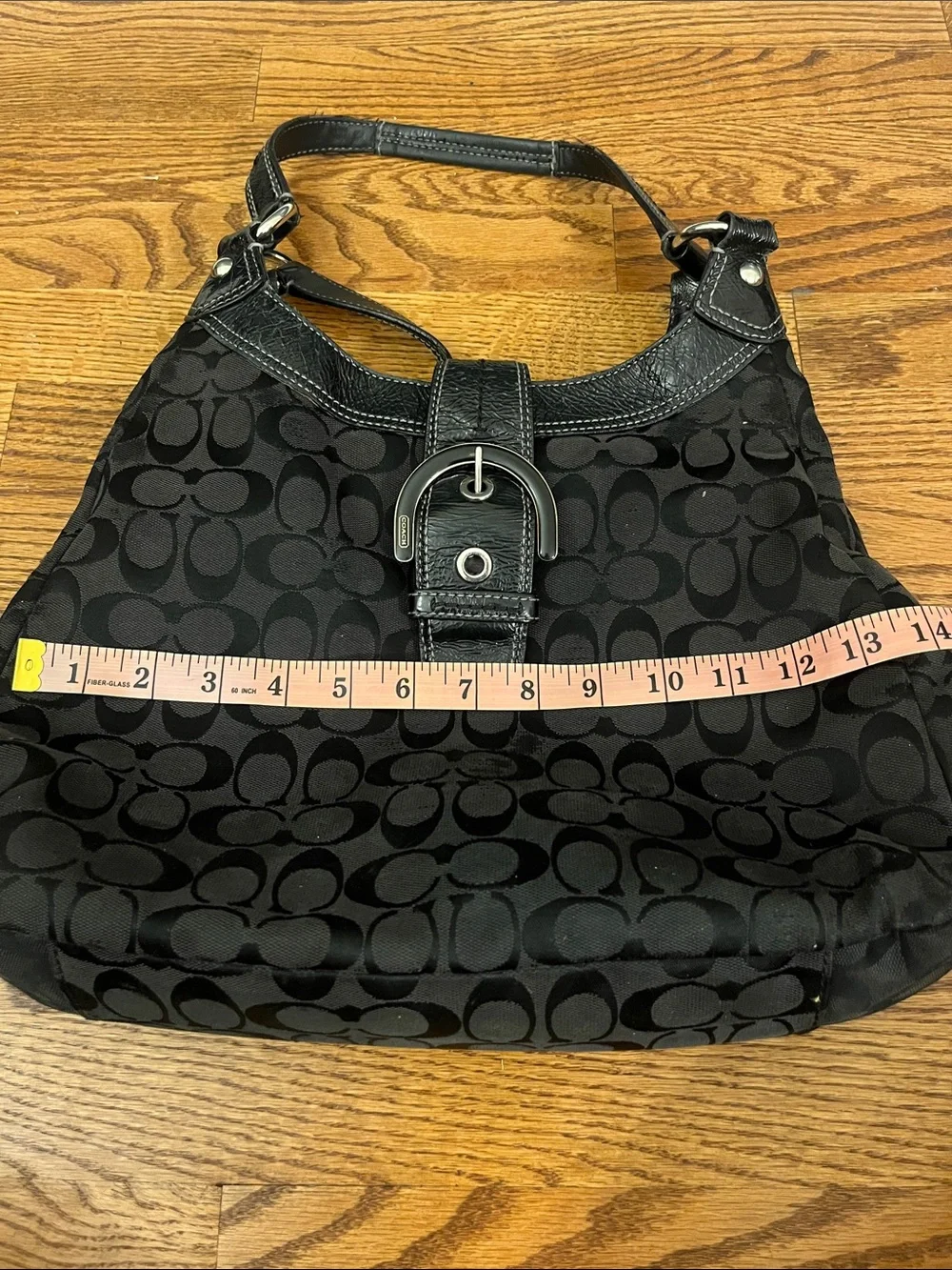 Coach Large Vintage F17403 Lynn Soho Black Signature C Canvas Bag - well loved!